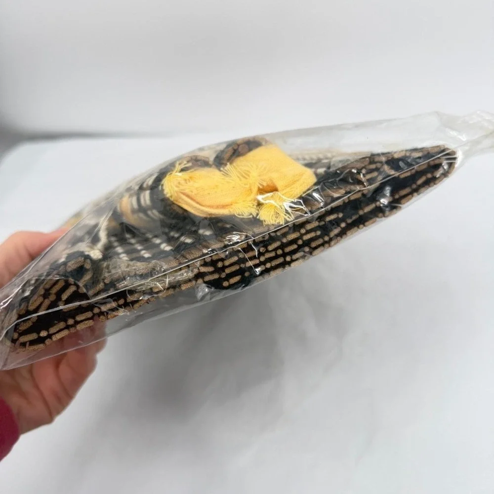 Bamboo Table Runner w/ Woven Yellow‎ Napkins & Chopsticks 2 Person NEW